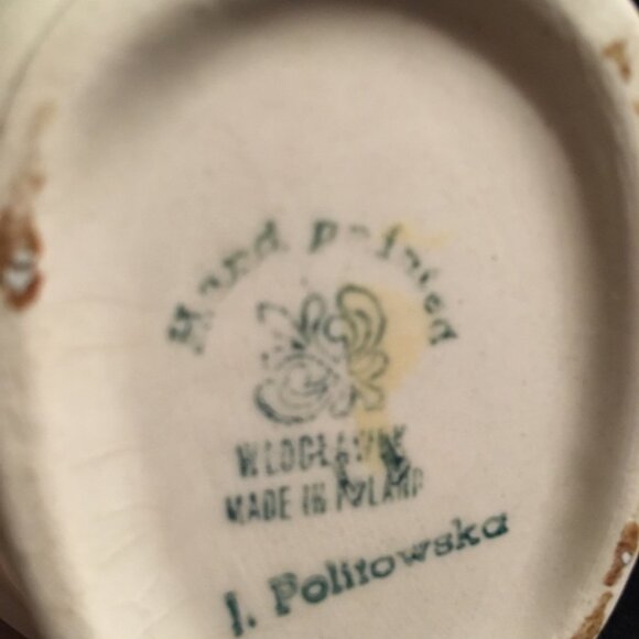 Wloclawek Earthenware Brown and White Floral Pottery Vase, Made in Poland - Picture 4 of 4